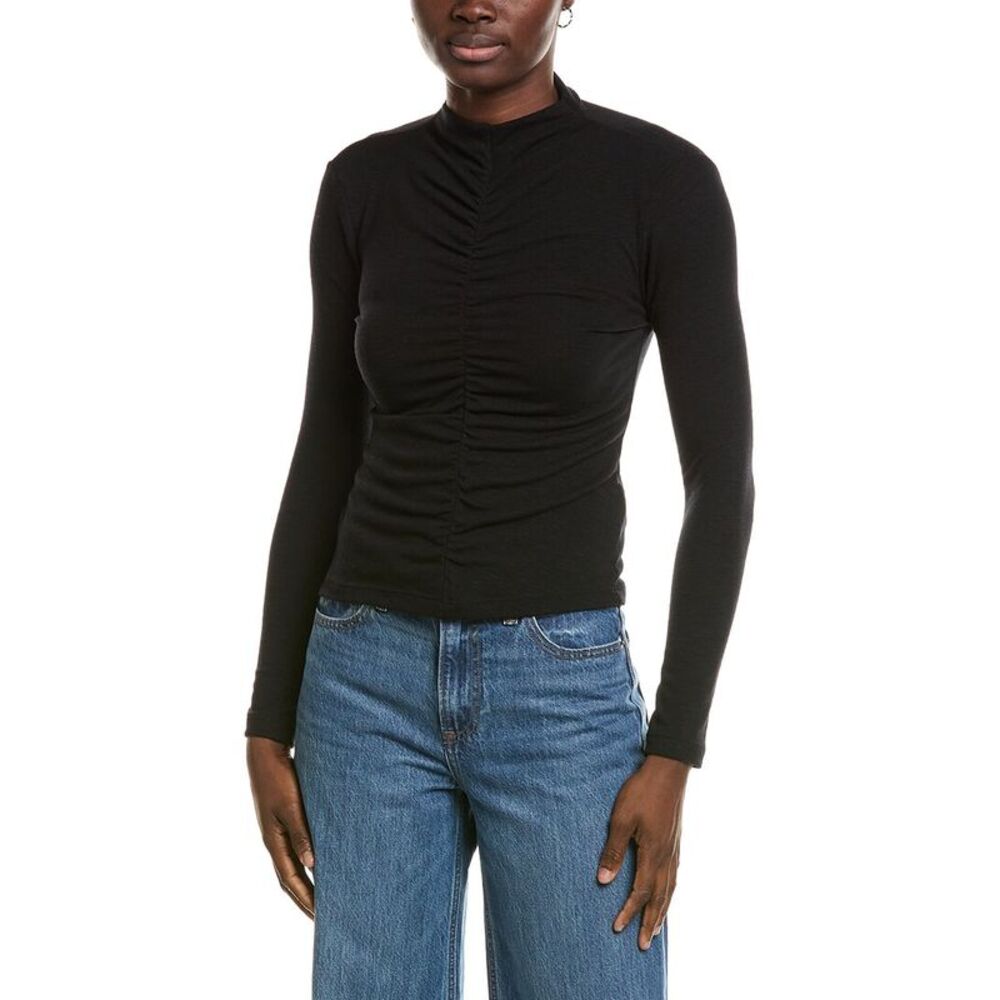 Michael Stars Womens  Evelyn Ruched Top, Black